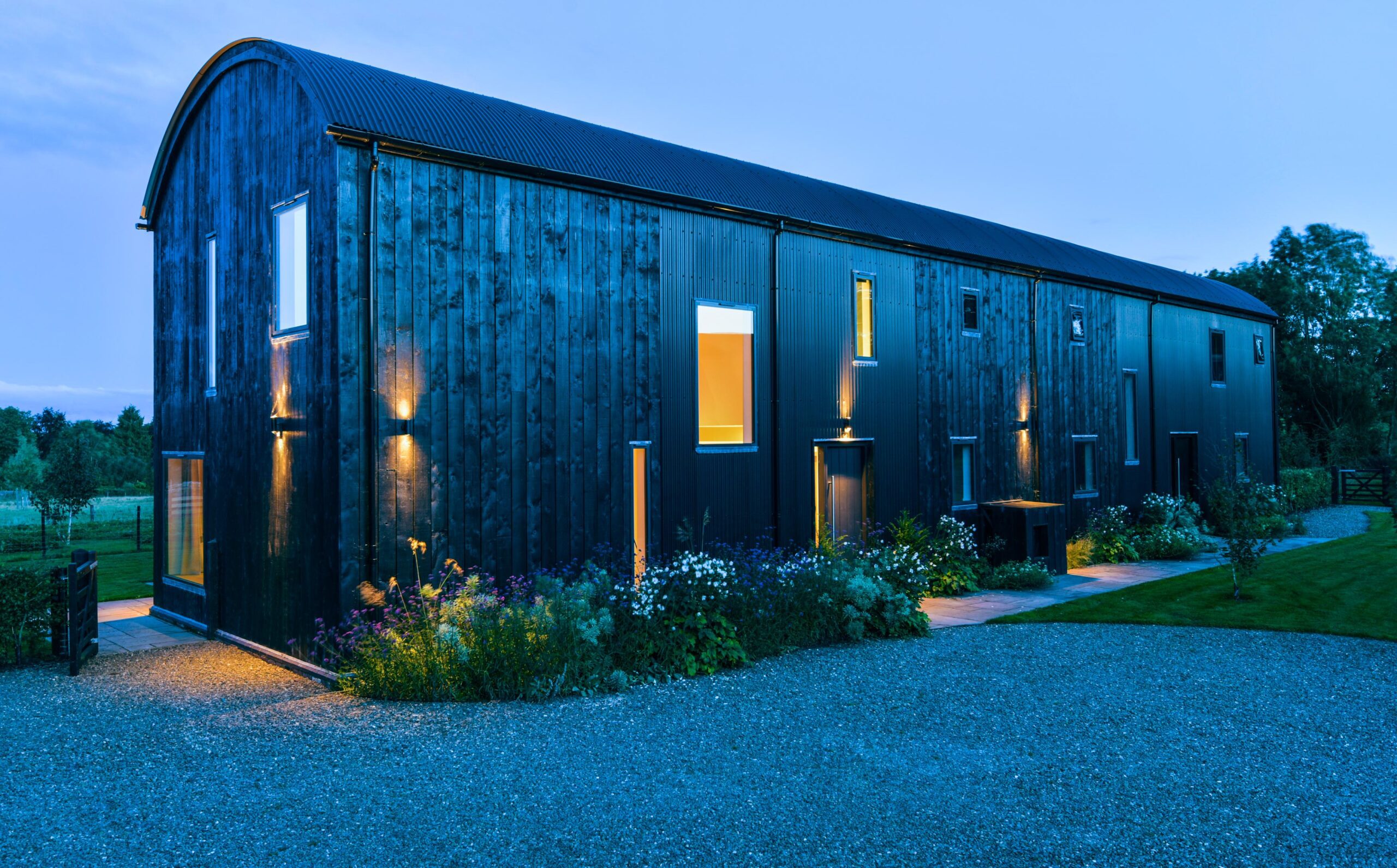 Timber-framed Dutch barn conversion into thermally efficient residential units at Richards Castle, Herefordshire